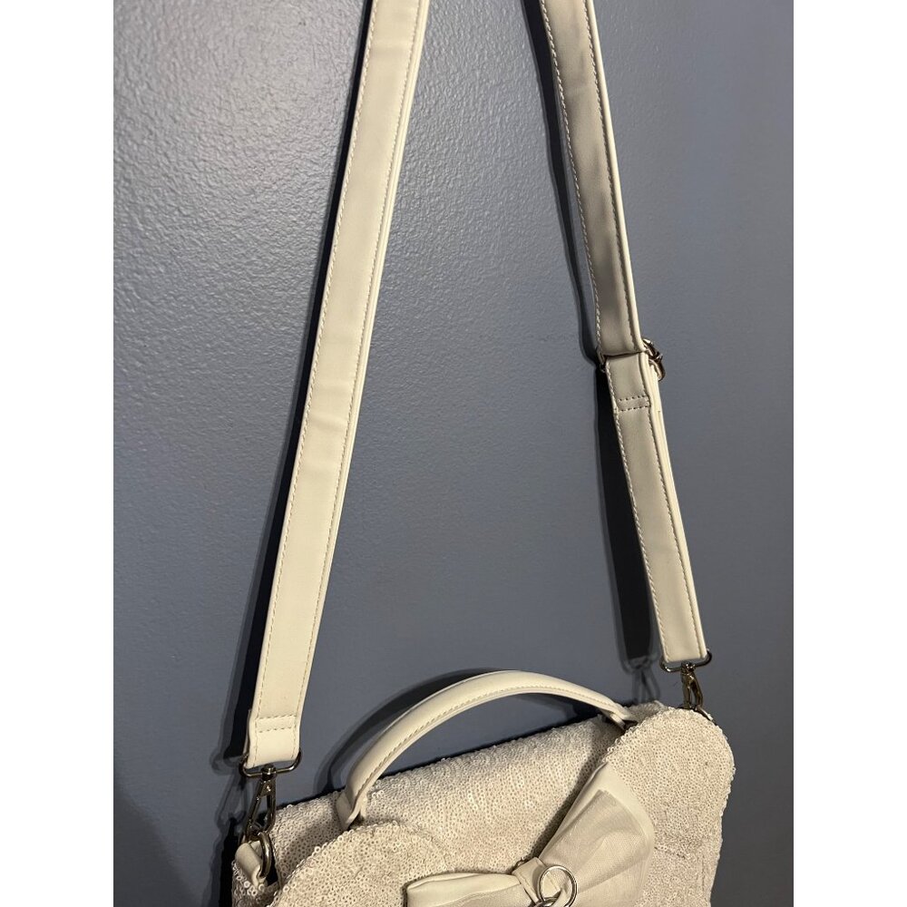 Loungefly Disney Minnie‎ Mouse White Sequin Wedding Crossbody Purse W Ring Bow - Picture 11 of 16